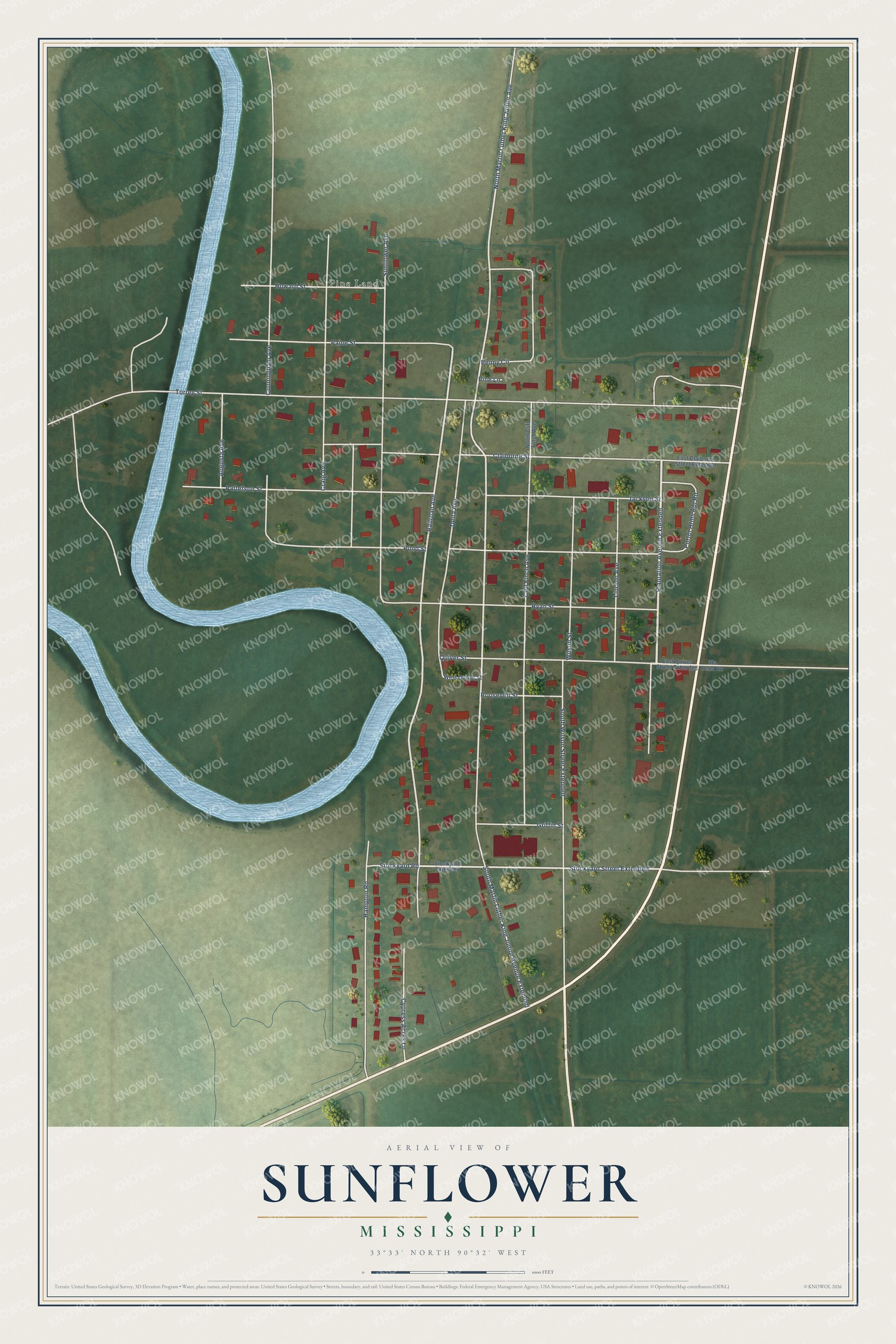 Watermarked full-map preview of Sunflower, Mississippi