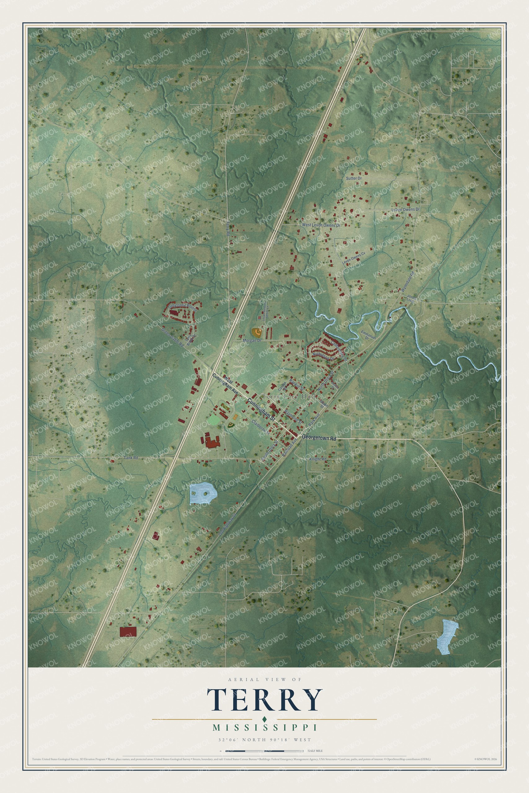 Watermarked full-map preview of Terry, Mississippi