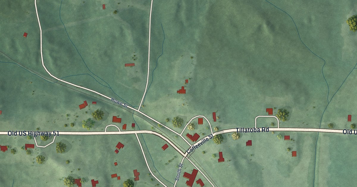 Map of Tillatoba, Mississippi in 2026