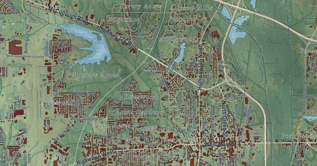 Map of Tupelo, Mississippi in 2026