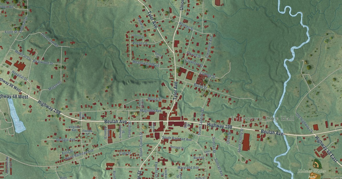 Map of Tylertown, Mississippi in 2026