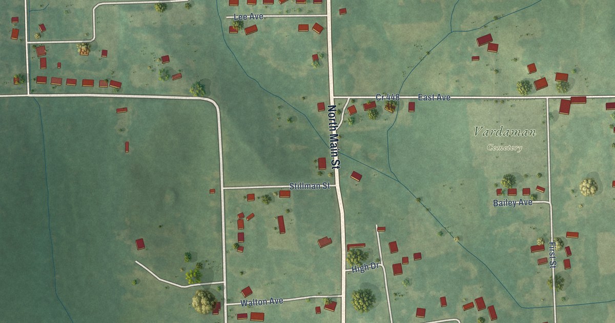 Map of Vardaman, Mississippi in 2026