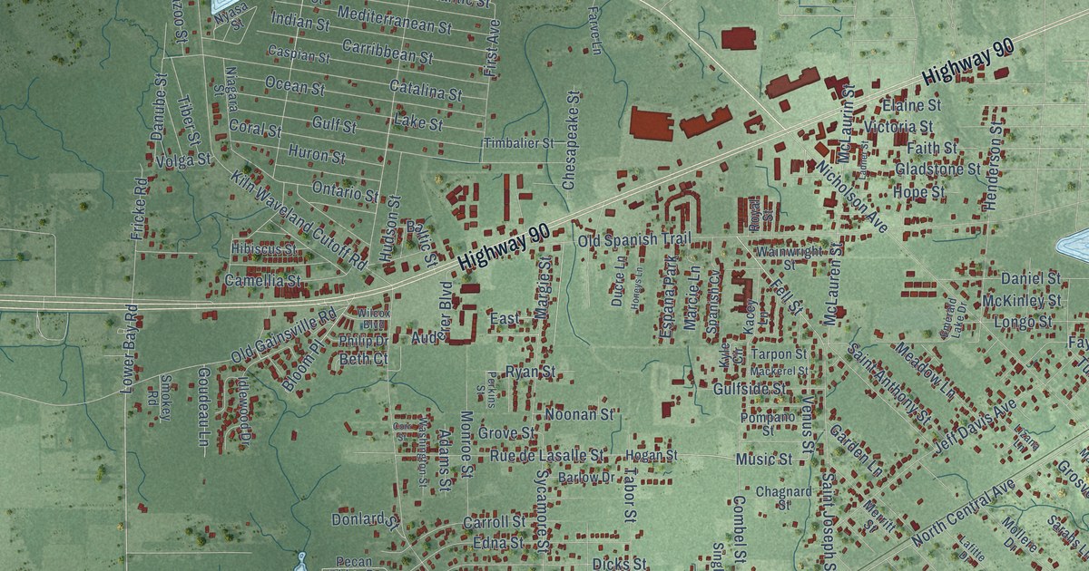 Map of Waveland, Mississippi in 2026