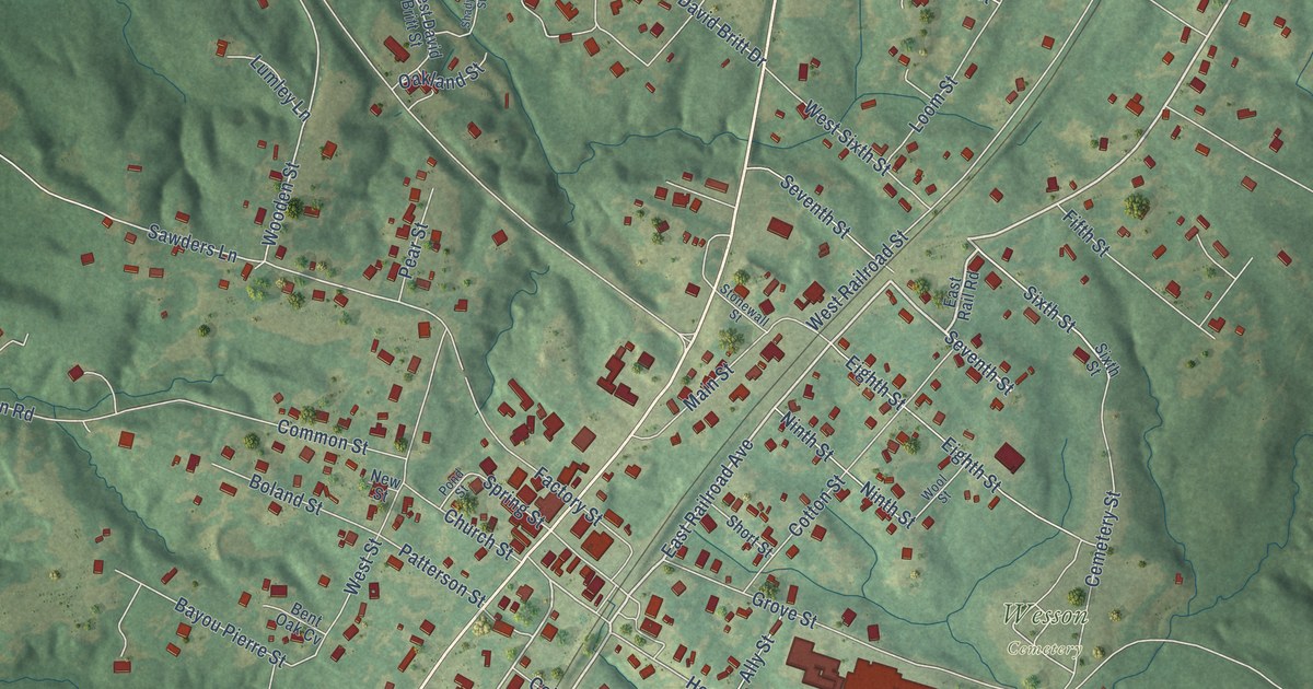 Map of Wesson, Mississippi in 2026