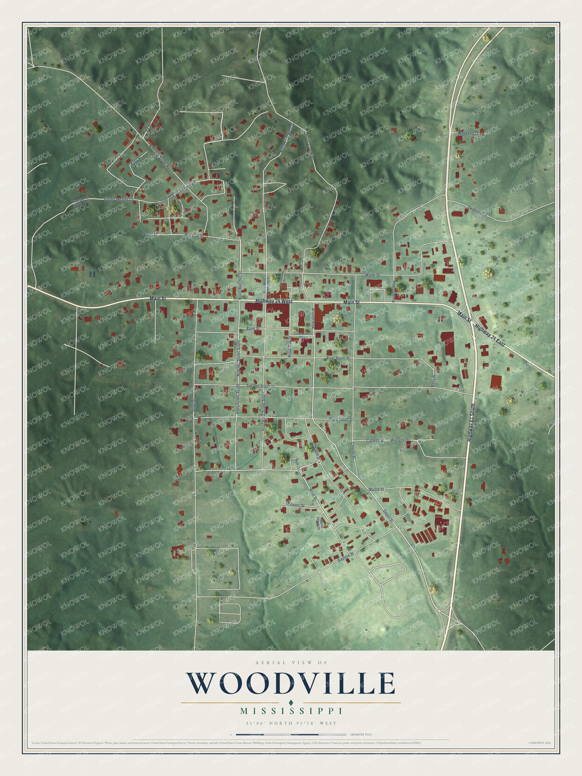 Watermarked full-map preview of Woodville, Mississippi