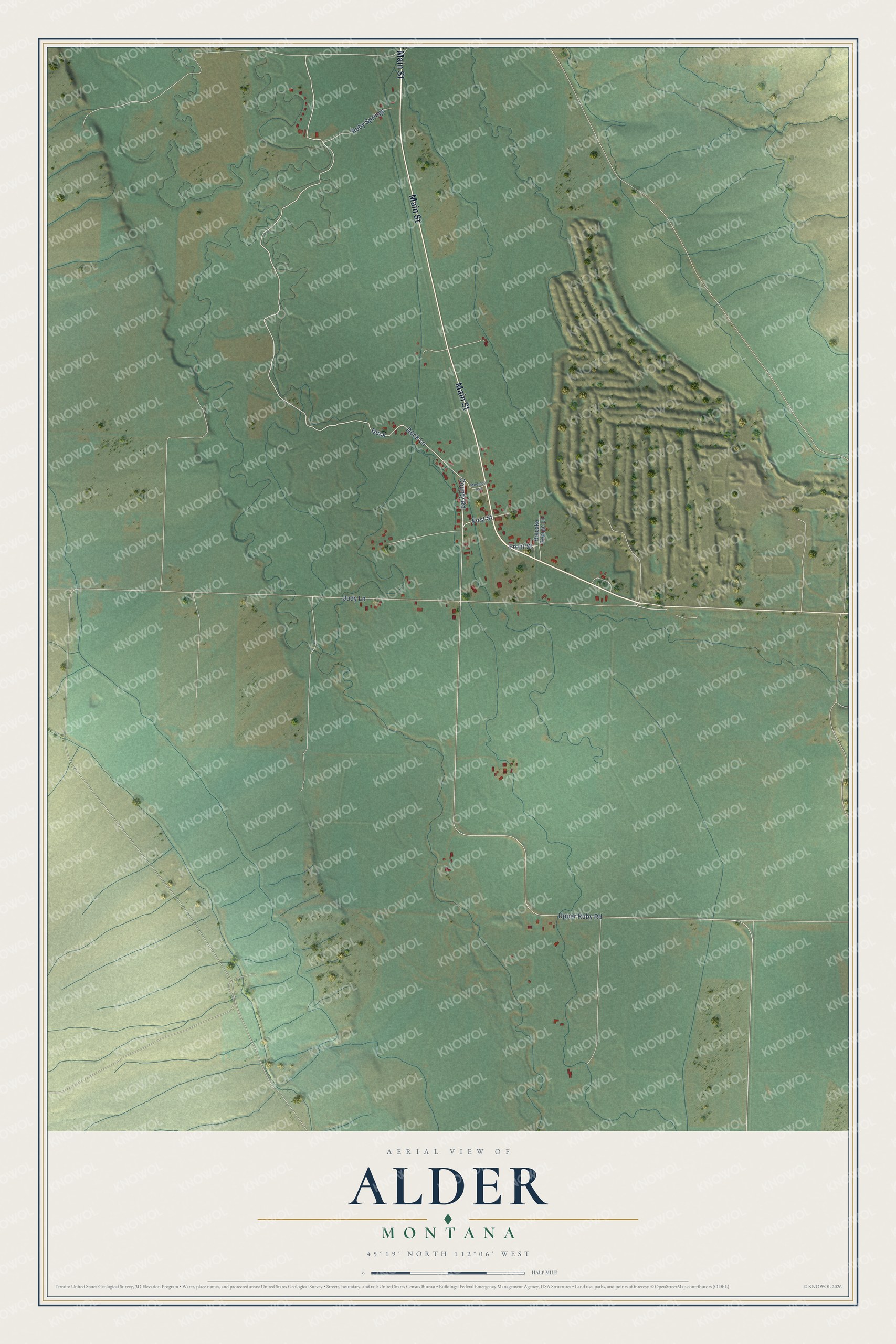 Watermarked full-map preview of Alder, Montana