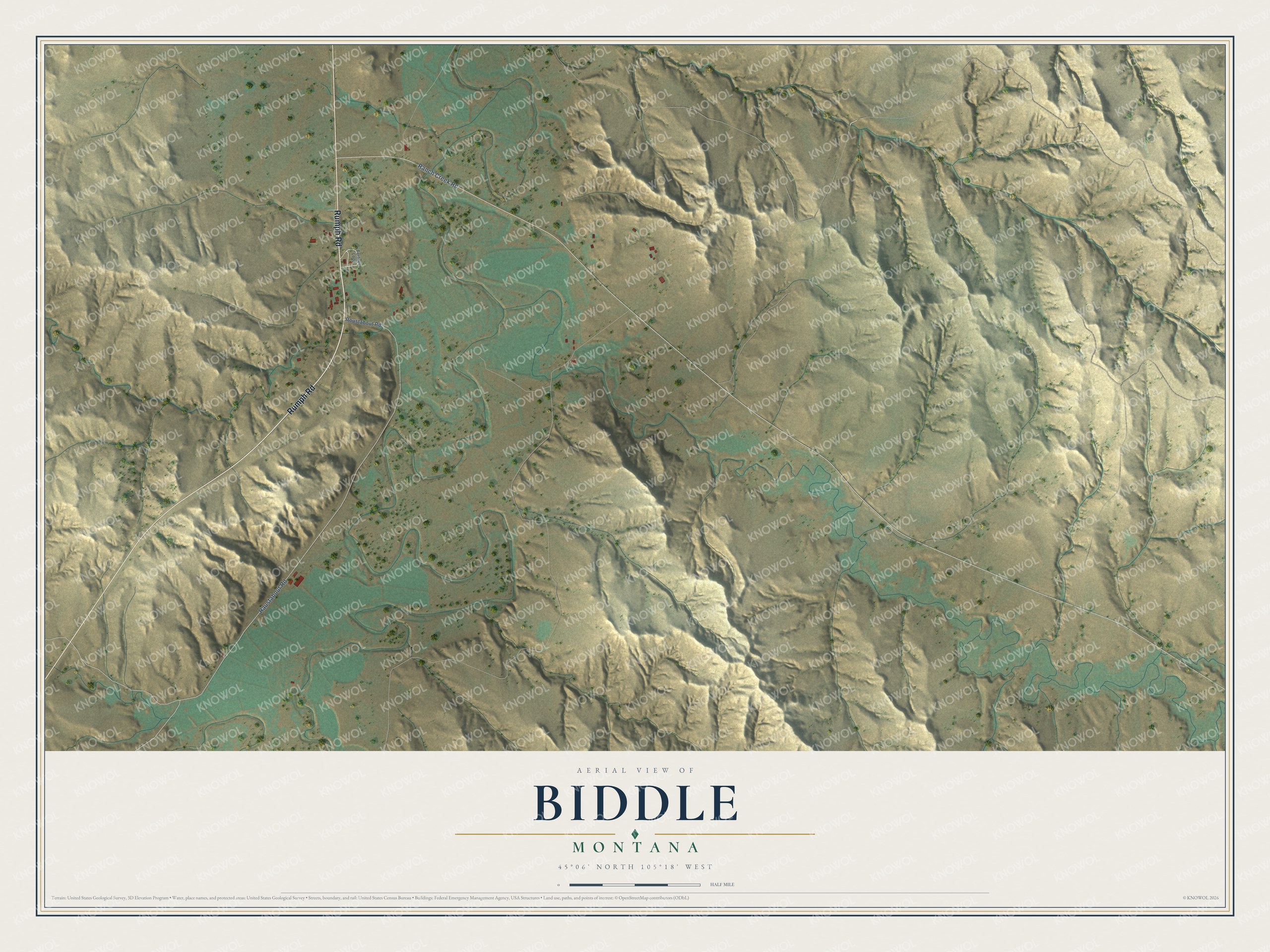 Watermarked full-map preview of Biddle, Montana