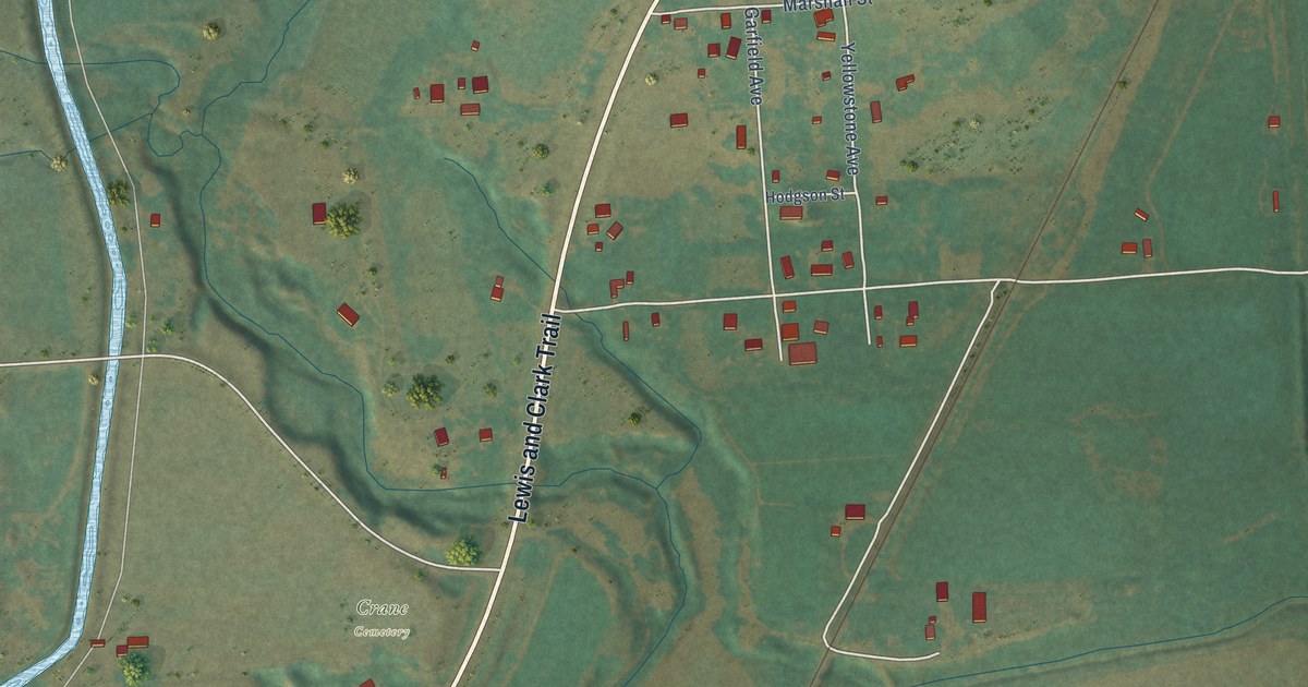 Map of Crane, Montana in 2026