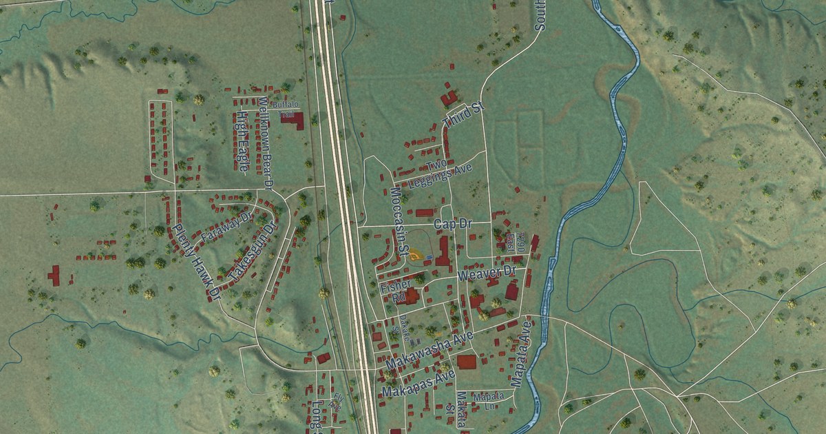 Map of Crow Agency, Montana in 2026