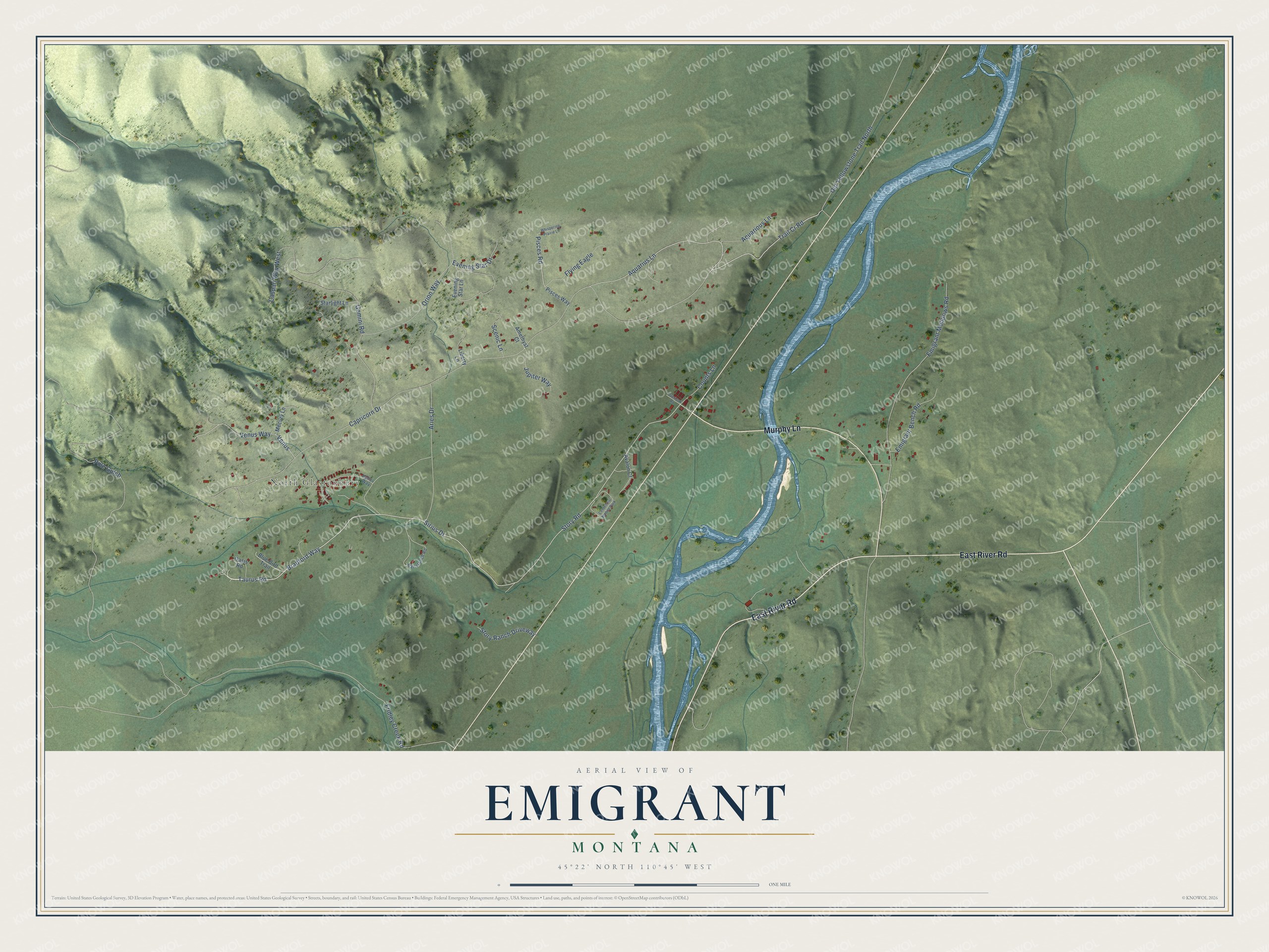 Watermarked full-map preview of Emigrant, Montana