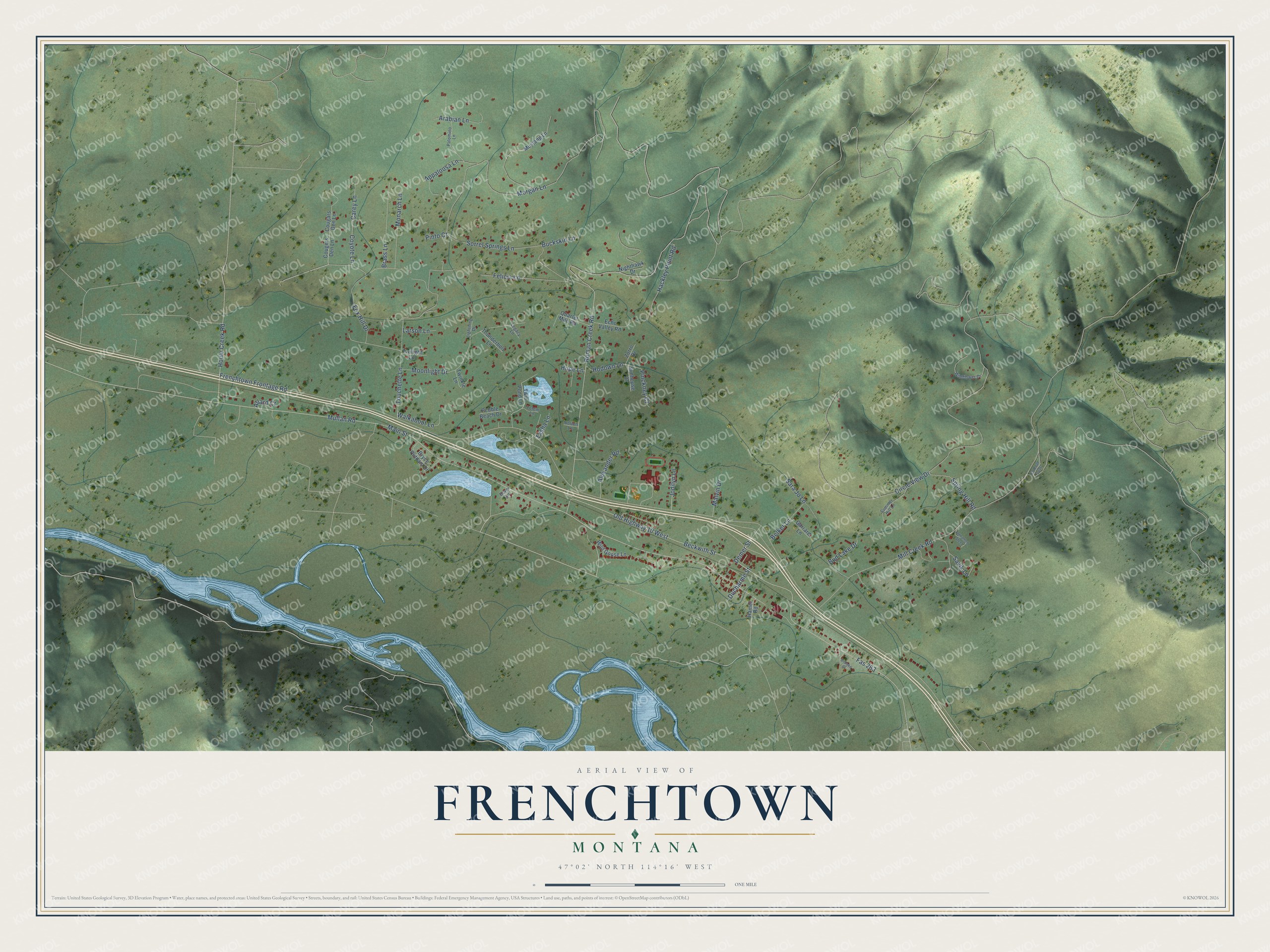 Watermarked full-map preview of Frenchtown, Montana
