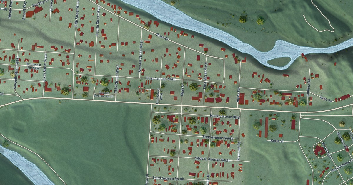 Map of Hungry Horse, Montana in 2026