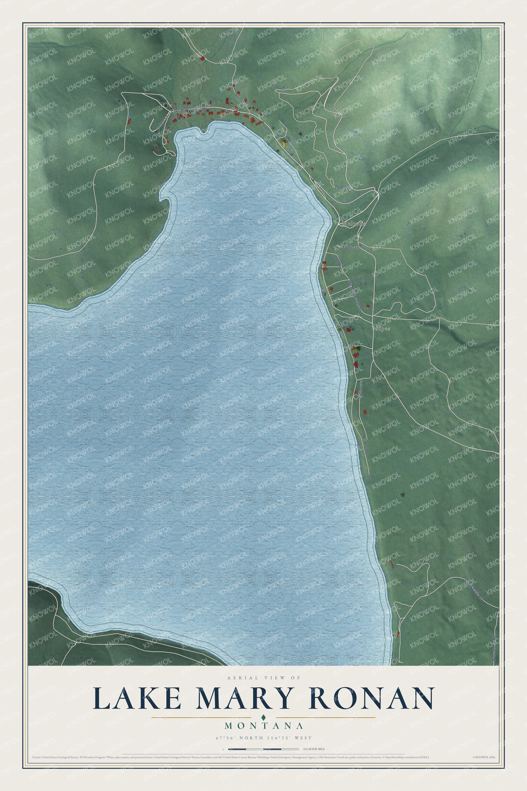 Watermarked full-map preview of Lake Mary Ronan, Montana