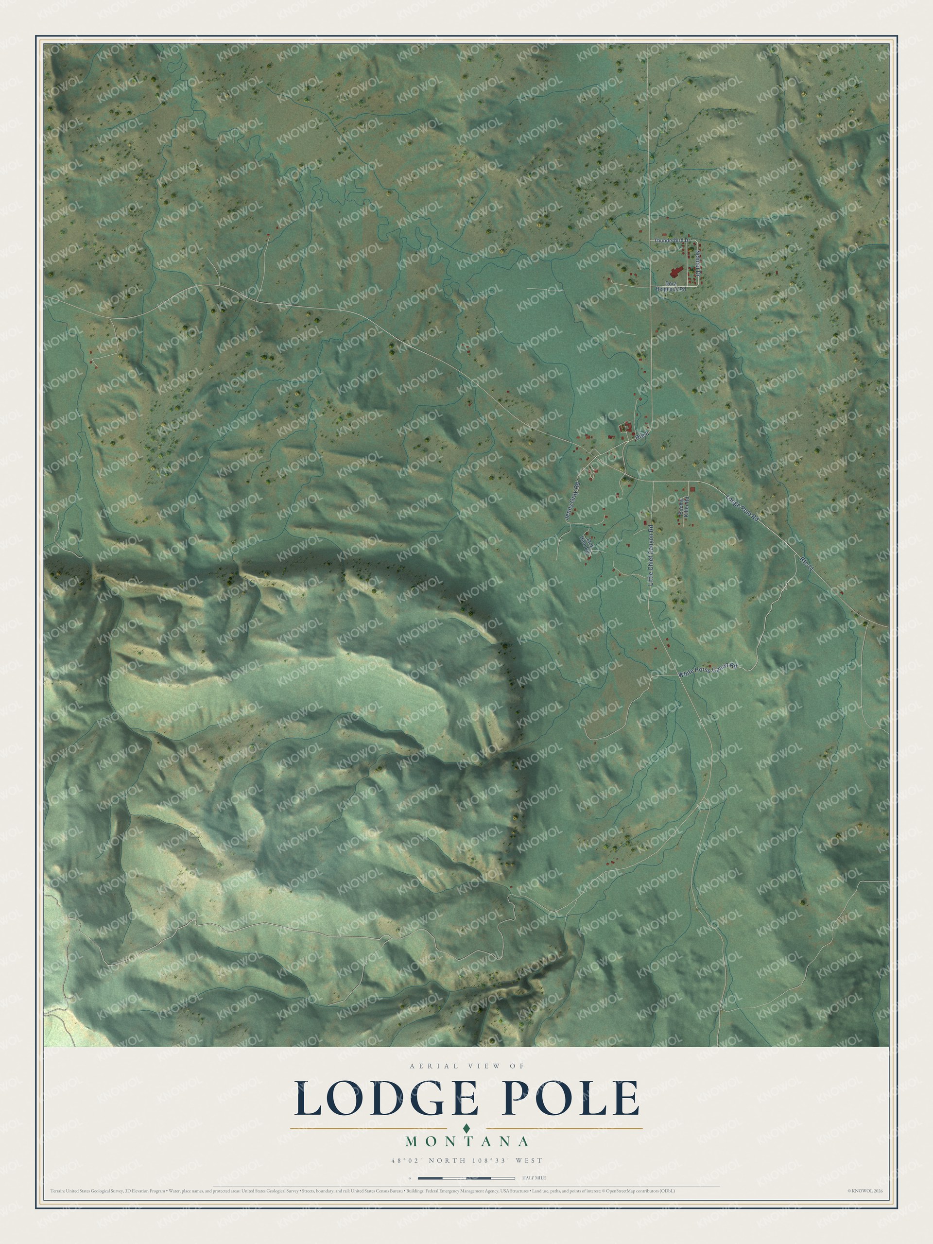 Watermarked full-map preview of Lodge Pole, Montana