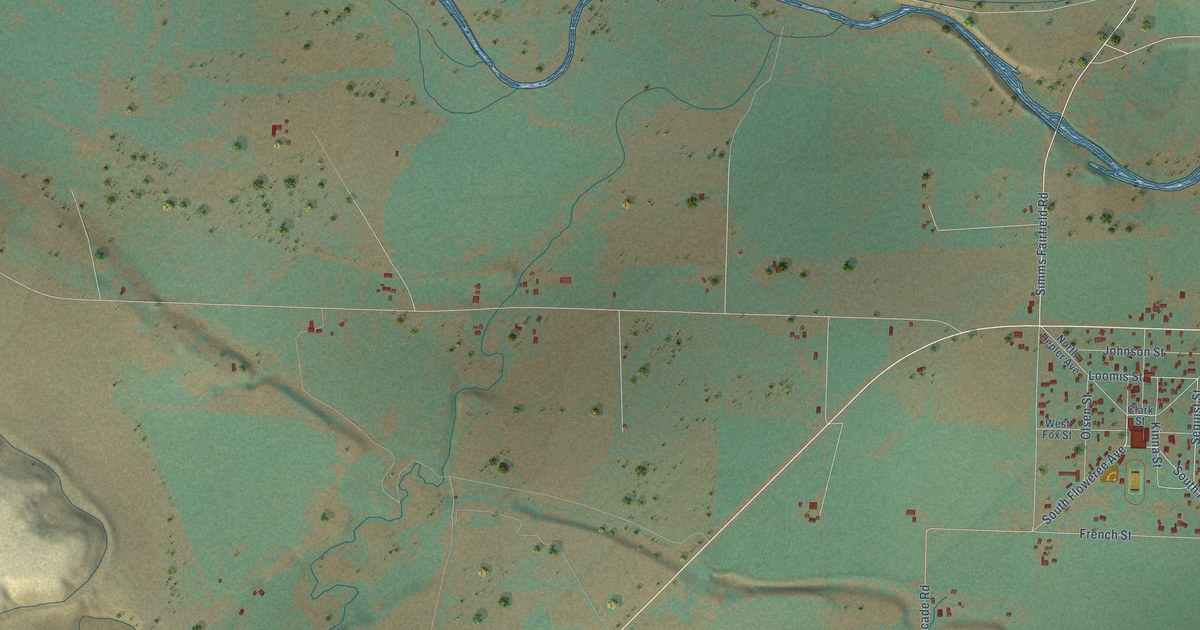 Map of Simms, Montana in 2026