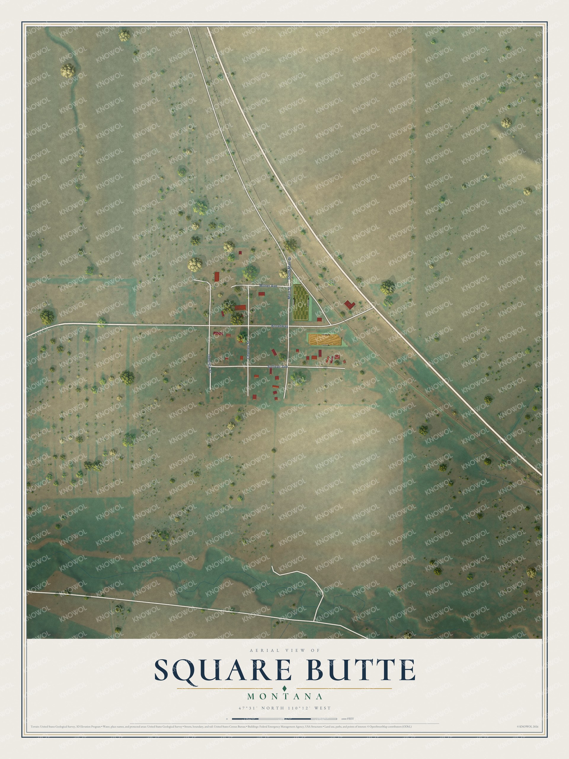 Watermarked full-map preview of Square Butte, Montana