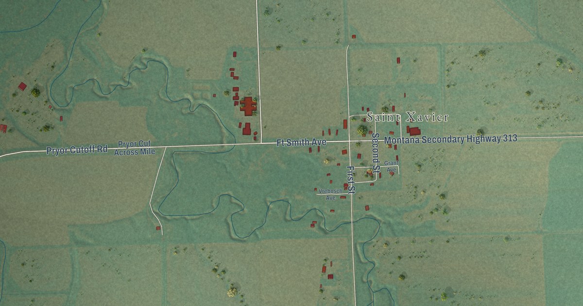 Map of St. Xavier, Montana in 2026