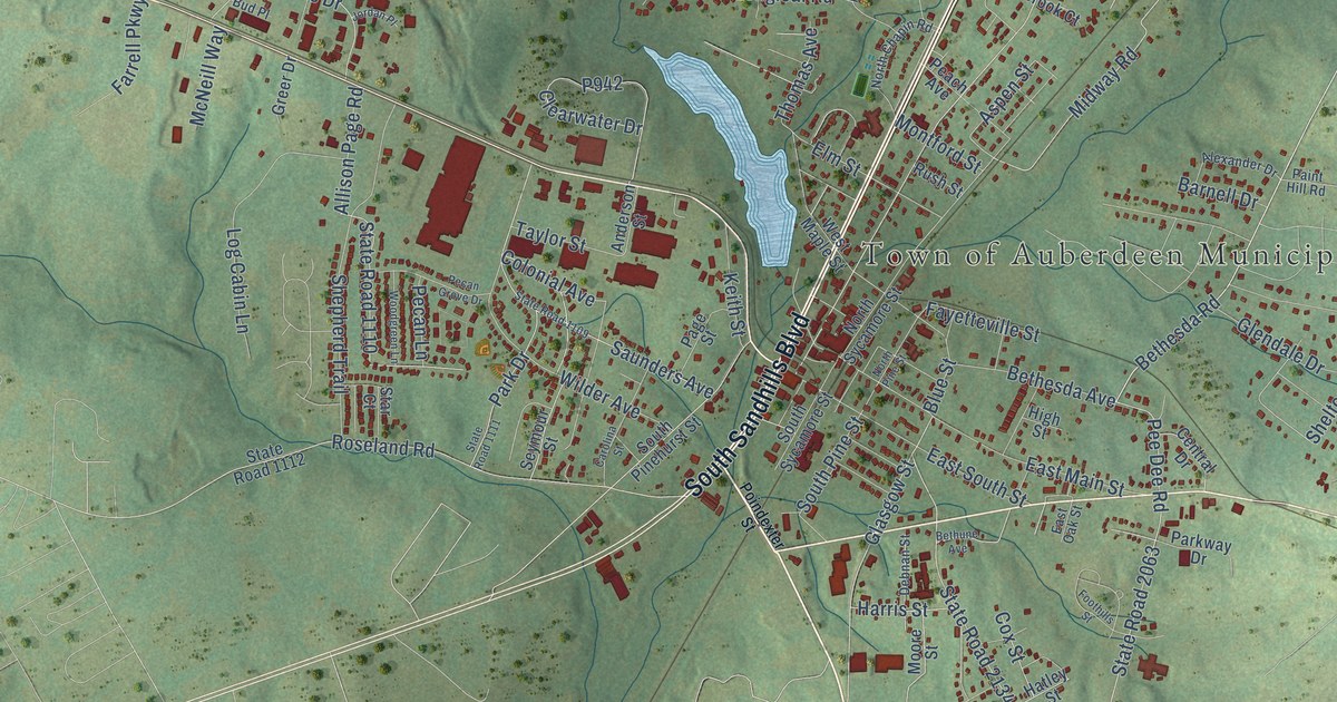 Map of Aberdeen, North Carolina in 2026