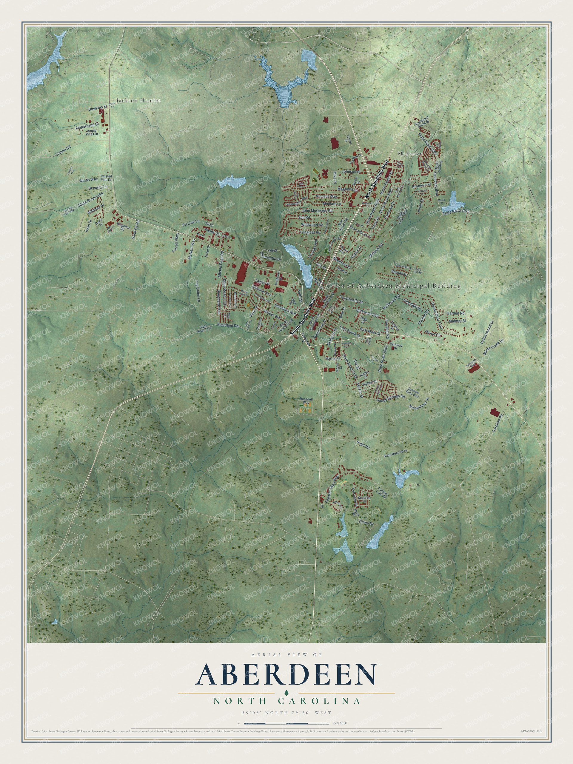 Watermarked full-map preview of Aberdeen, North Carolina