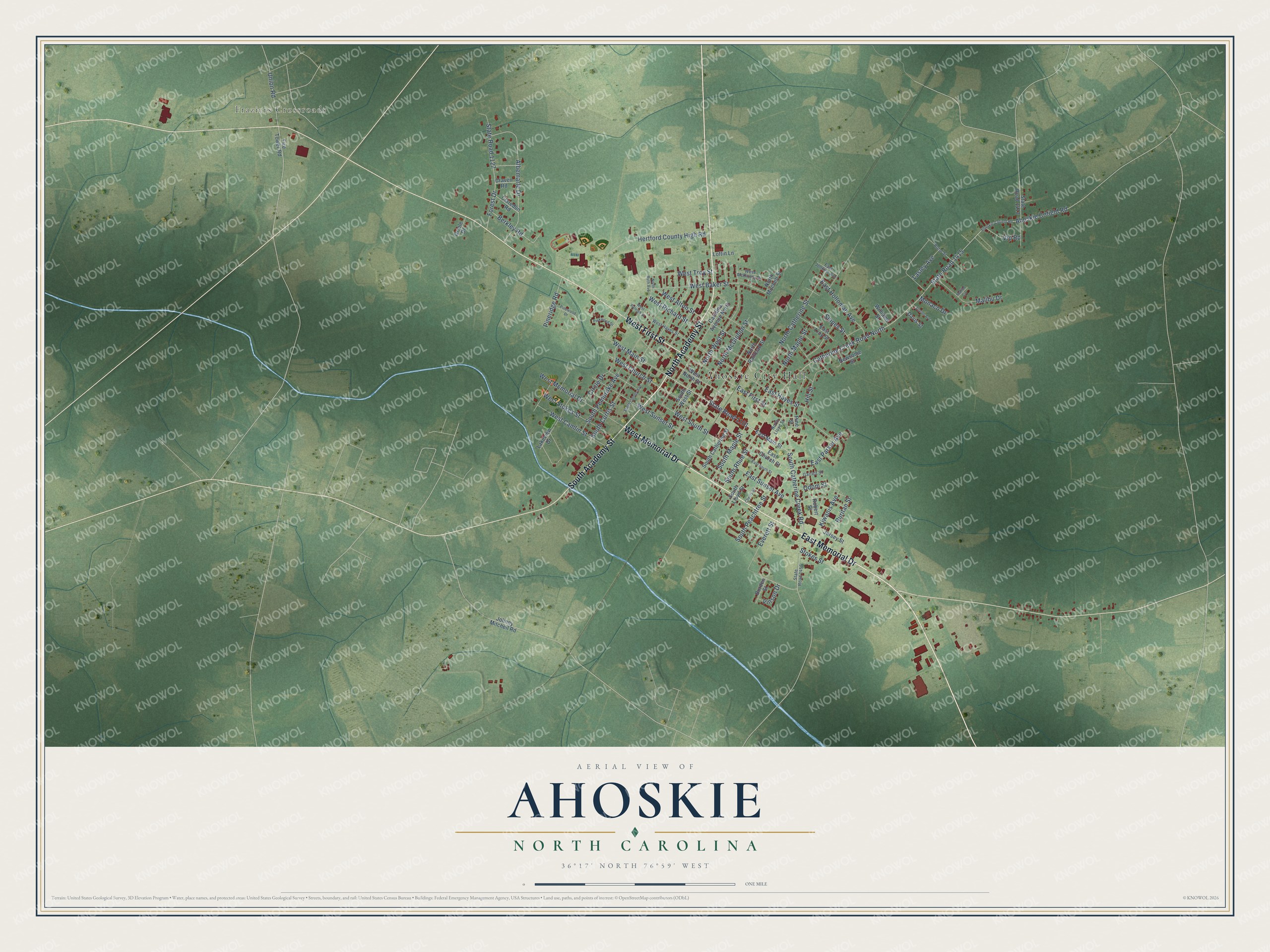 Watermarked full-map preview of Ahoskie, North Carolina