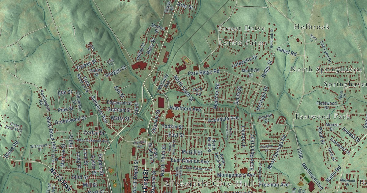Map of Albemarle, North Carolina in 2026