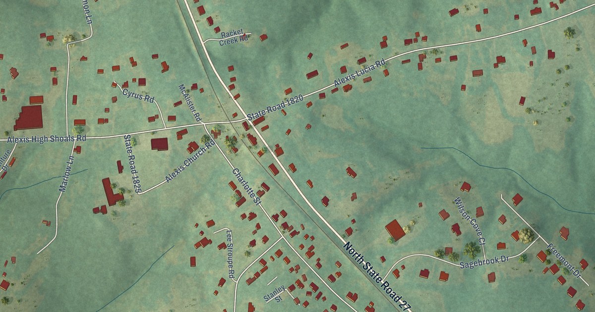 Map of Alexis, North Carolina in 2026