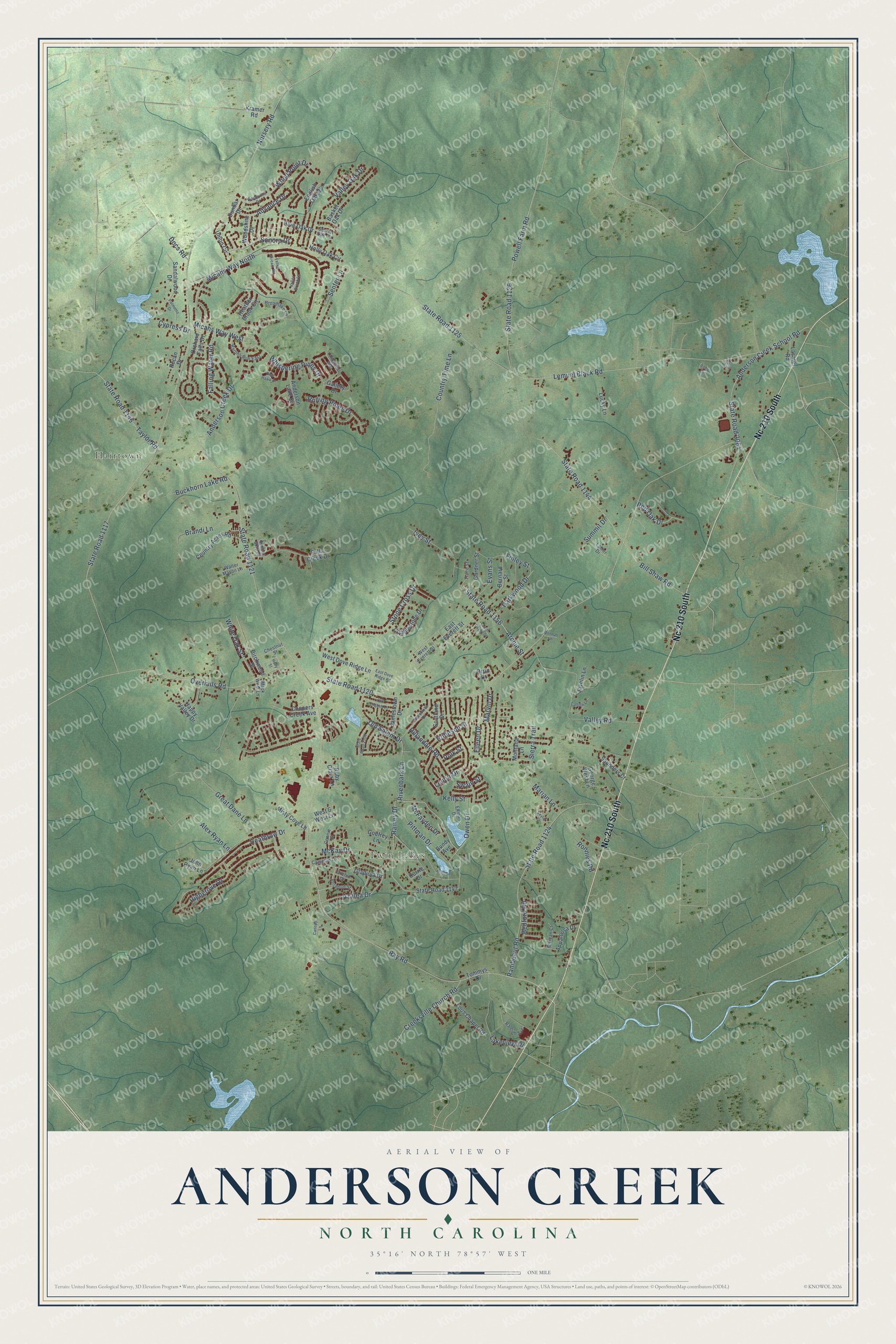 Watermarked full-map preview of Anderson Creek, North Carolina