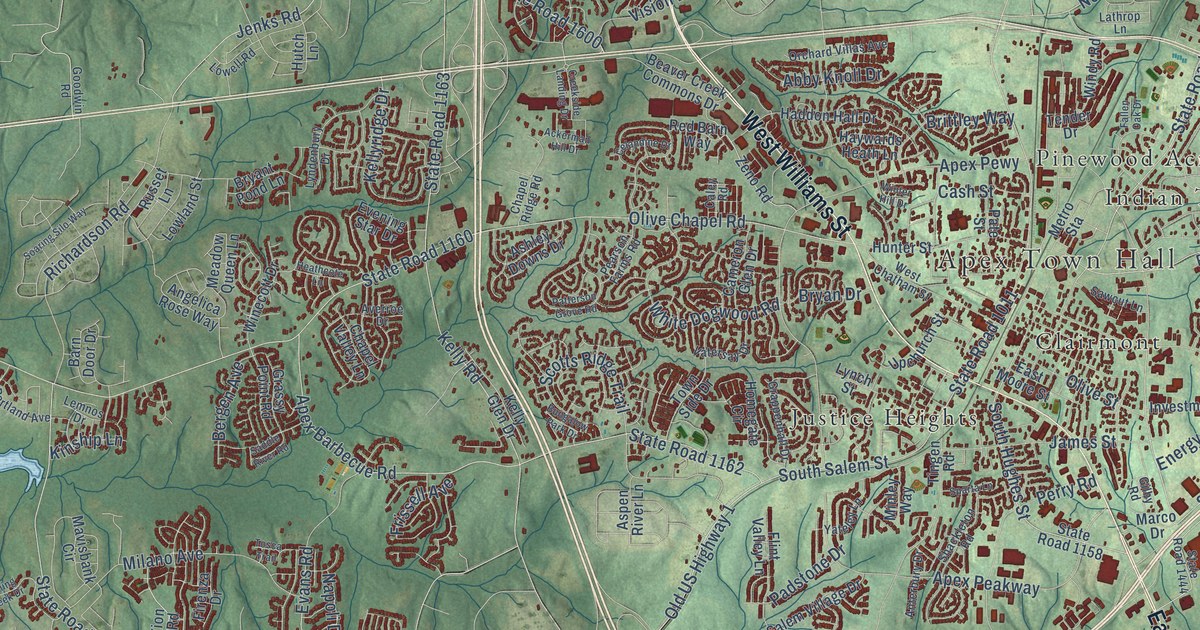 Map of Apex, North Carolina in 2026