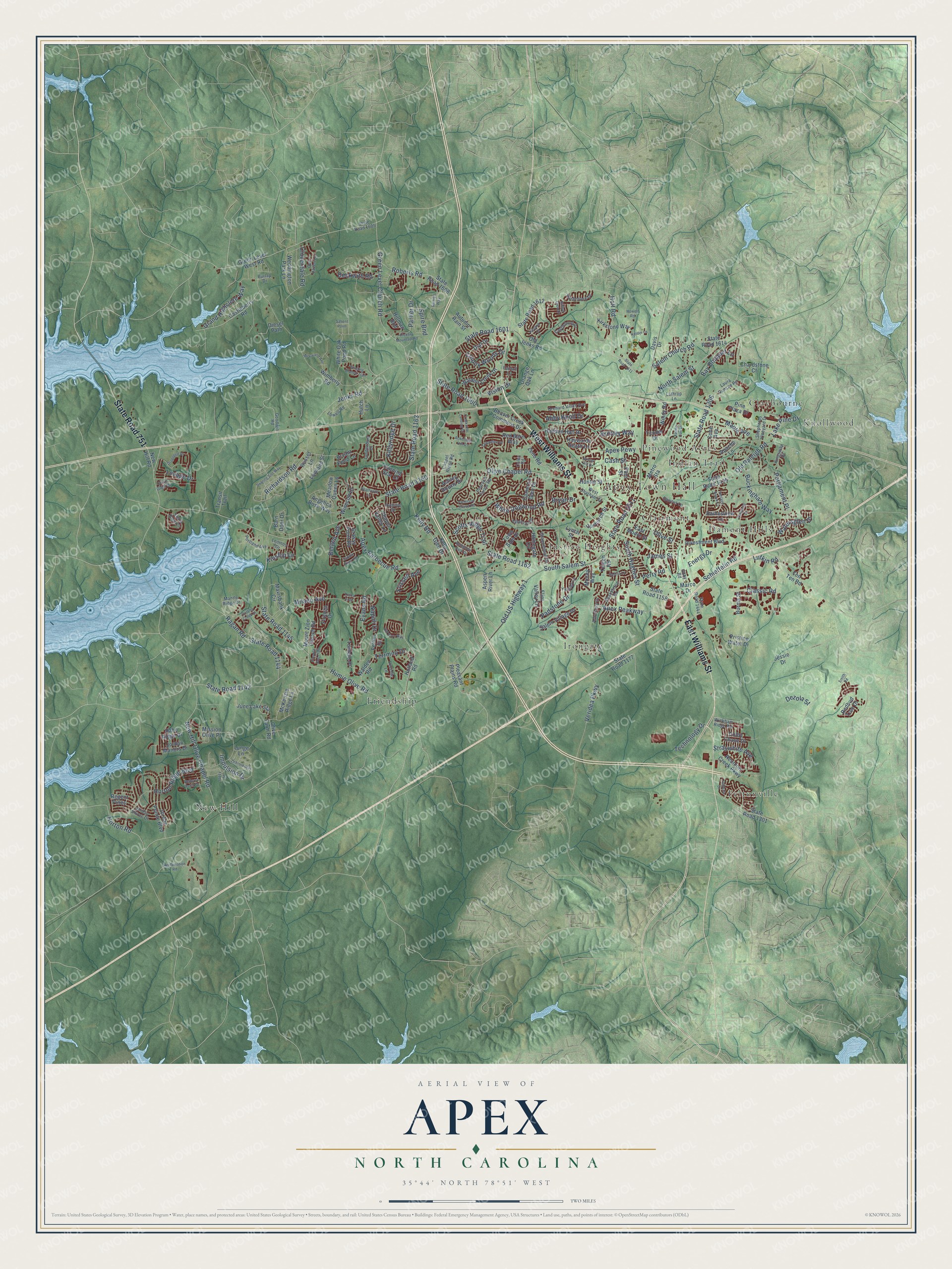 Watermarked full-map preview of Apex, North Carolina