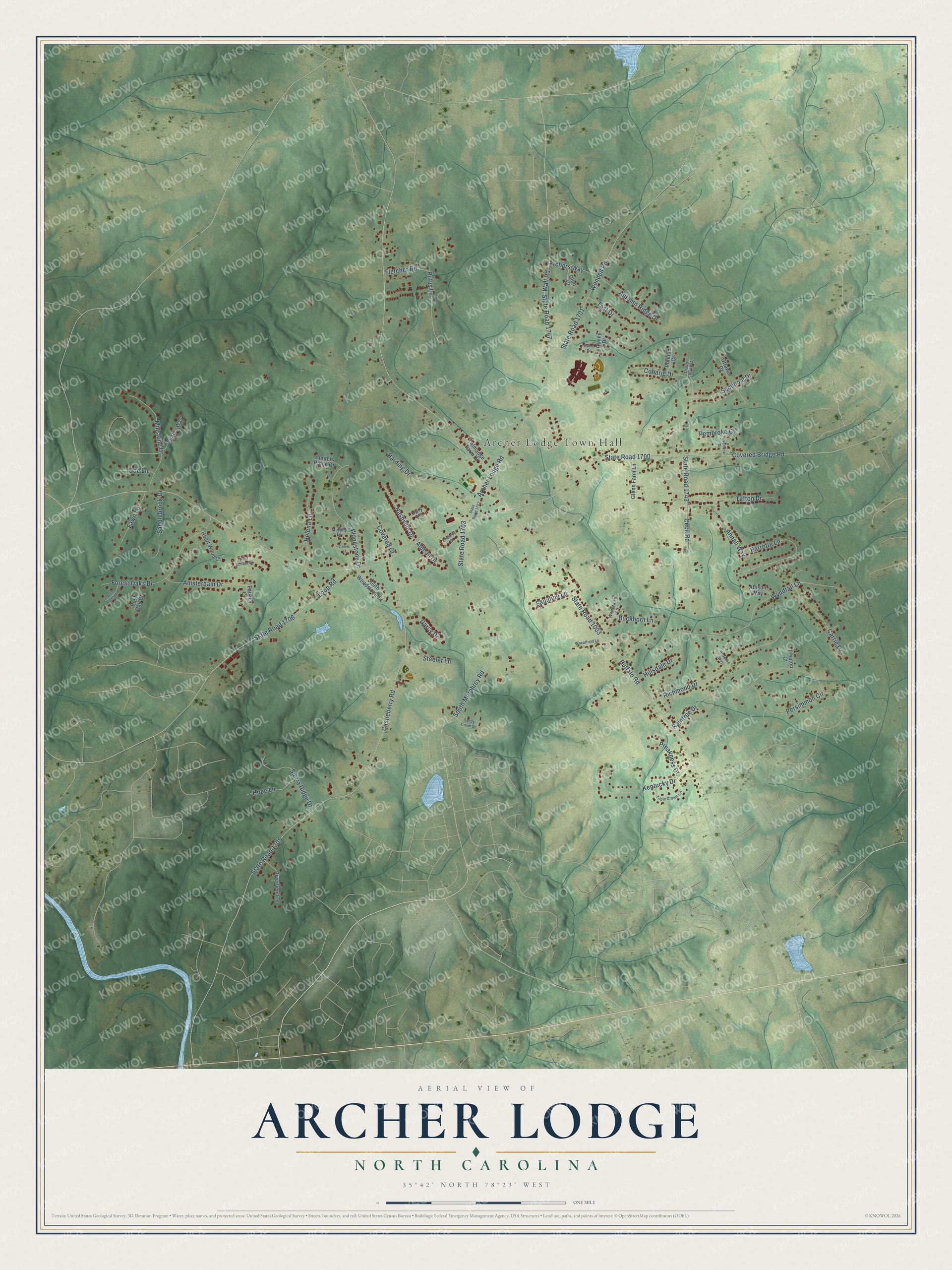 Watermarked full-map preview of Archer Lodge, North Carolina