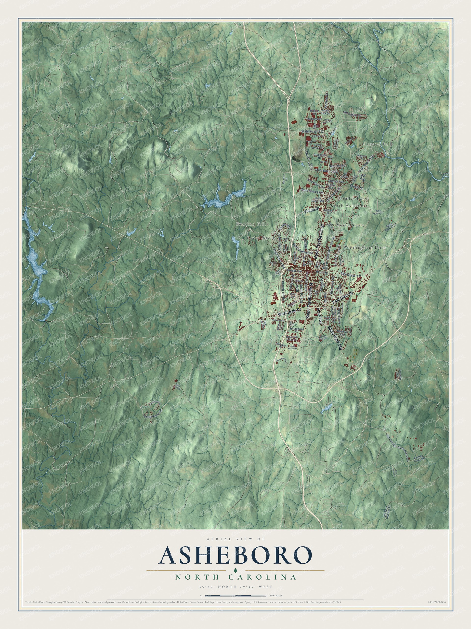 Watermarked full-map preview of Asheboro, North Carolina