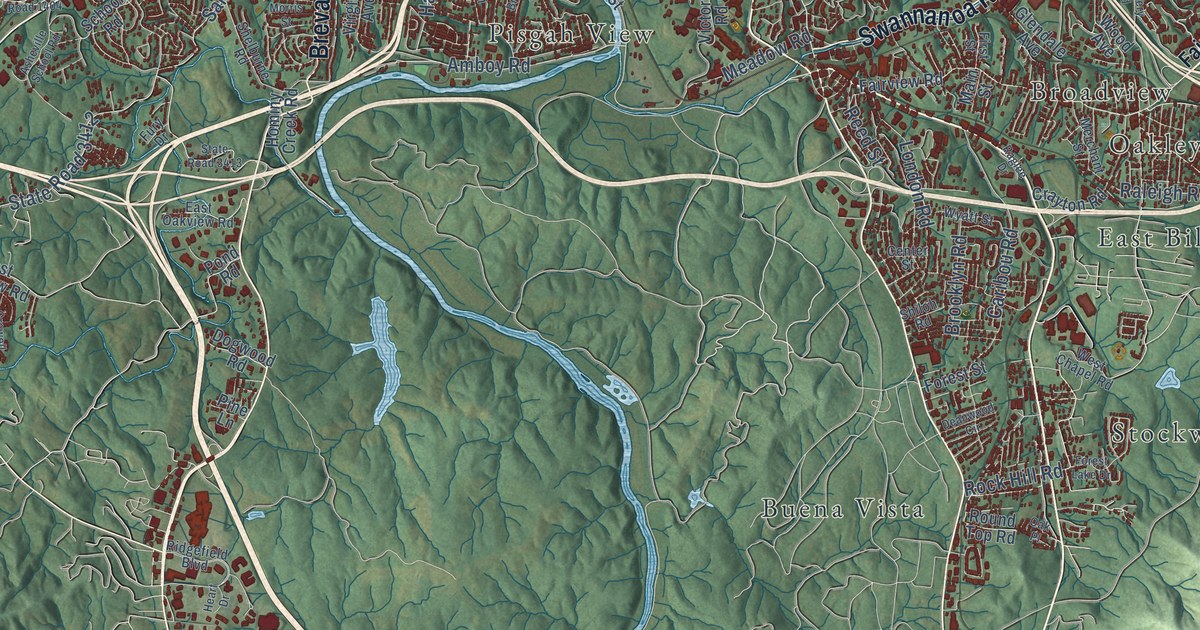Map of Asheville, North Carolina in 2026