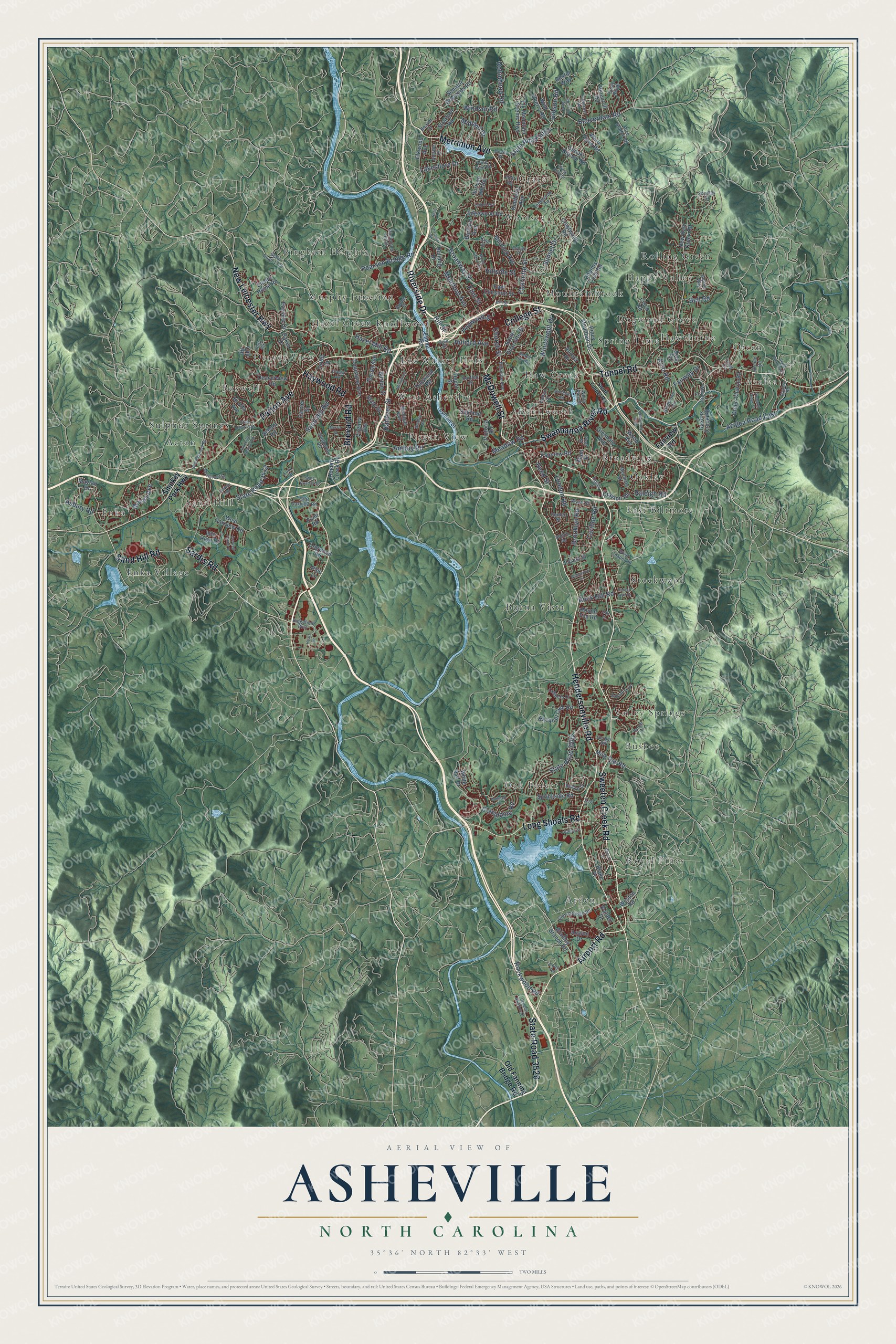Watermarked full-map preview of Asheville, North Carolina