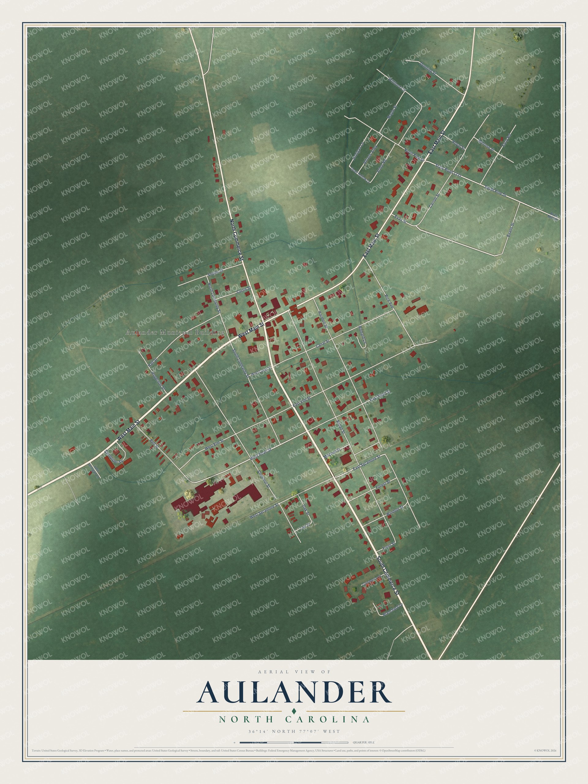 Watermarked full-map preview of Aulander, North Carolina