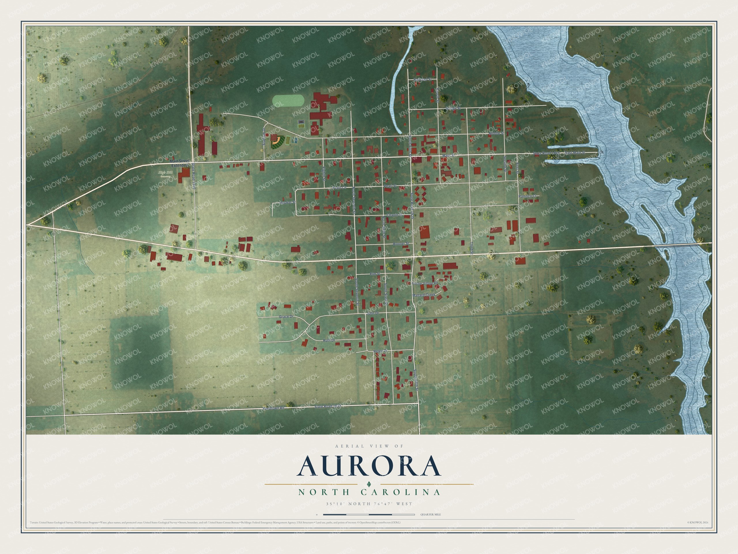 Watermarked full-map preview of Aurora, North Carolina