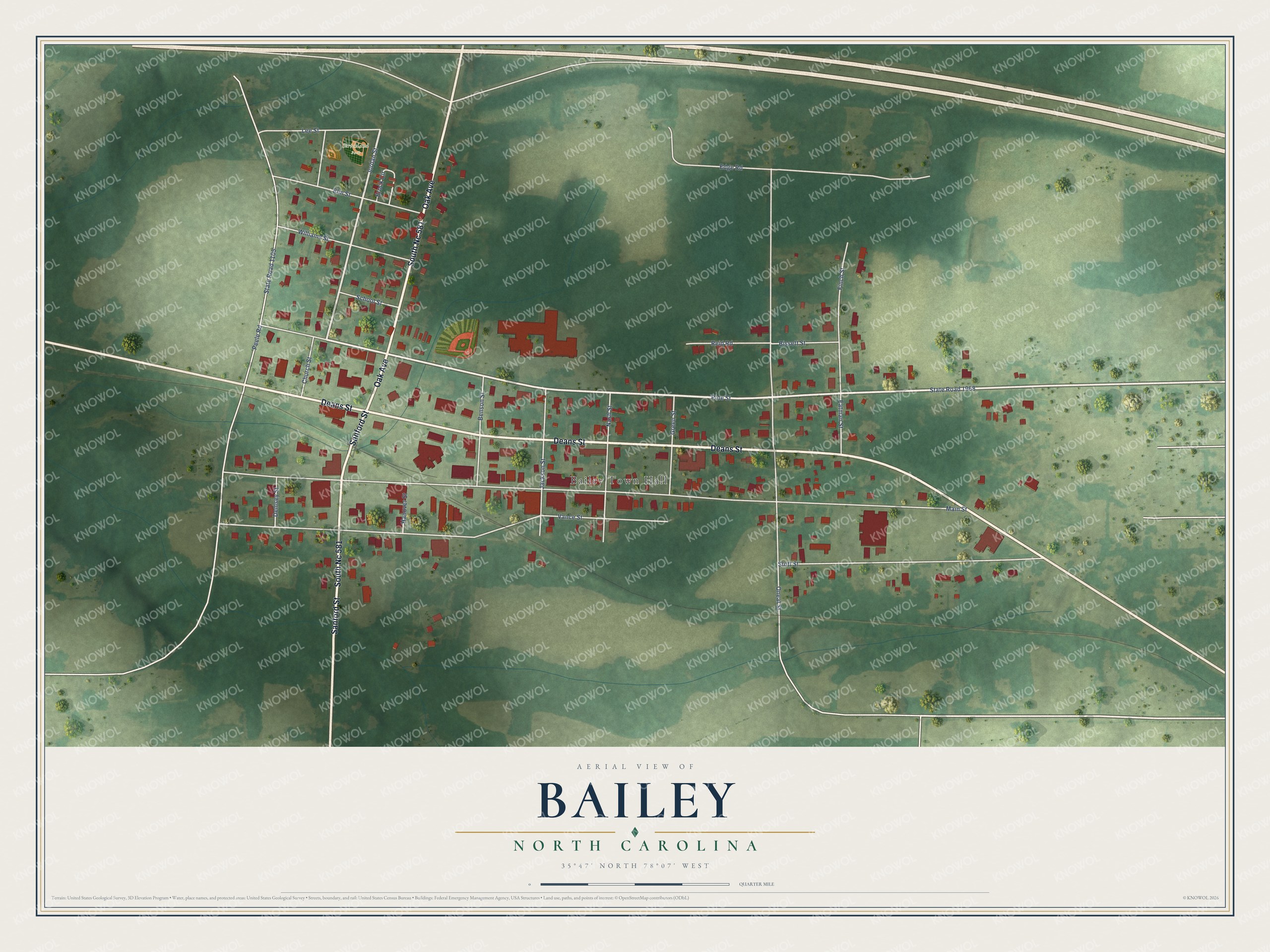 Watermarked full-map preview of Bailey, North Carolina