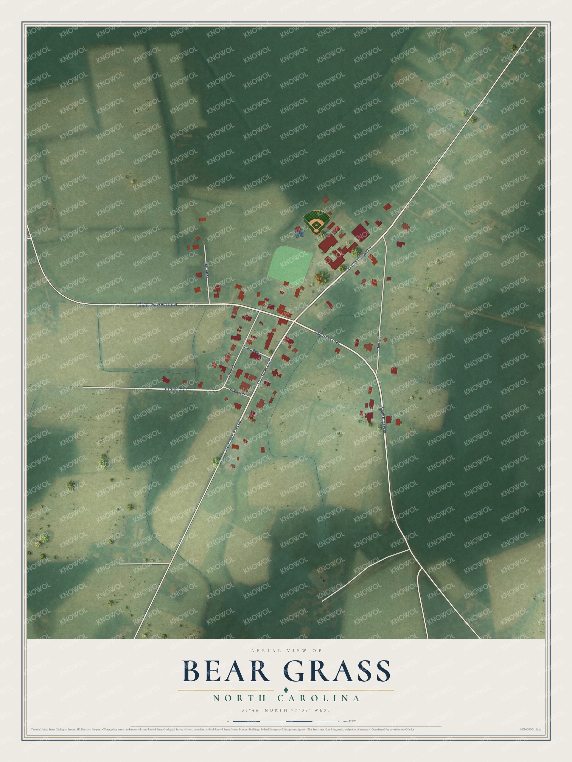 Watermarked full-map preview of Bear Grass, North Carolina