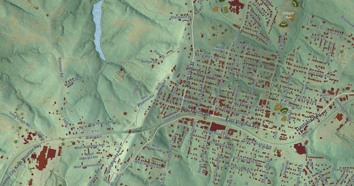 Map of Bessemer City, North Carolina in 2026