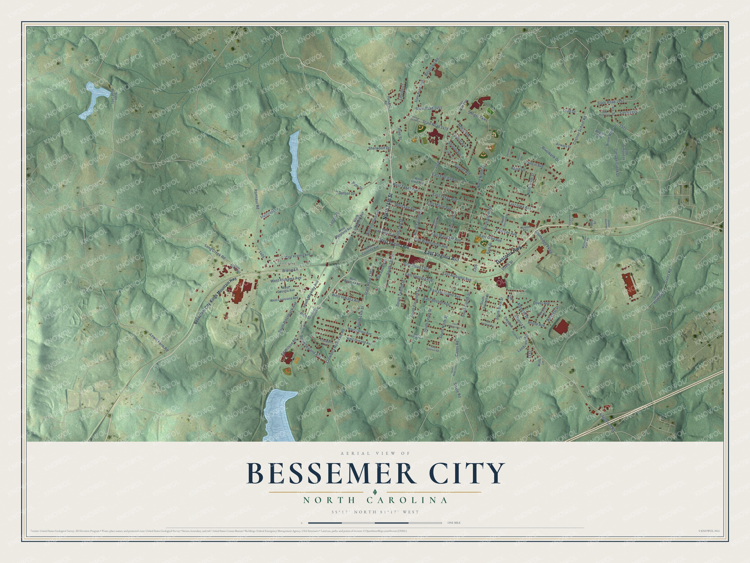 Watermarked full-map preview of Bessemer City, North Carolina