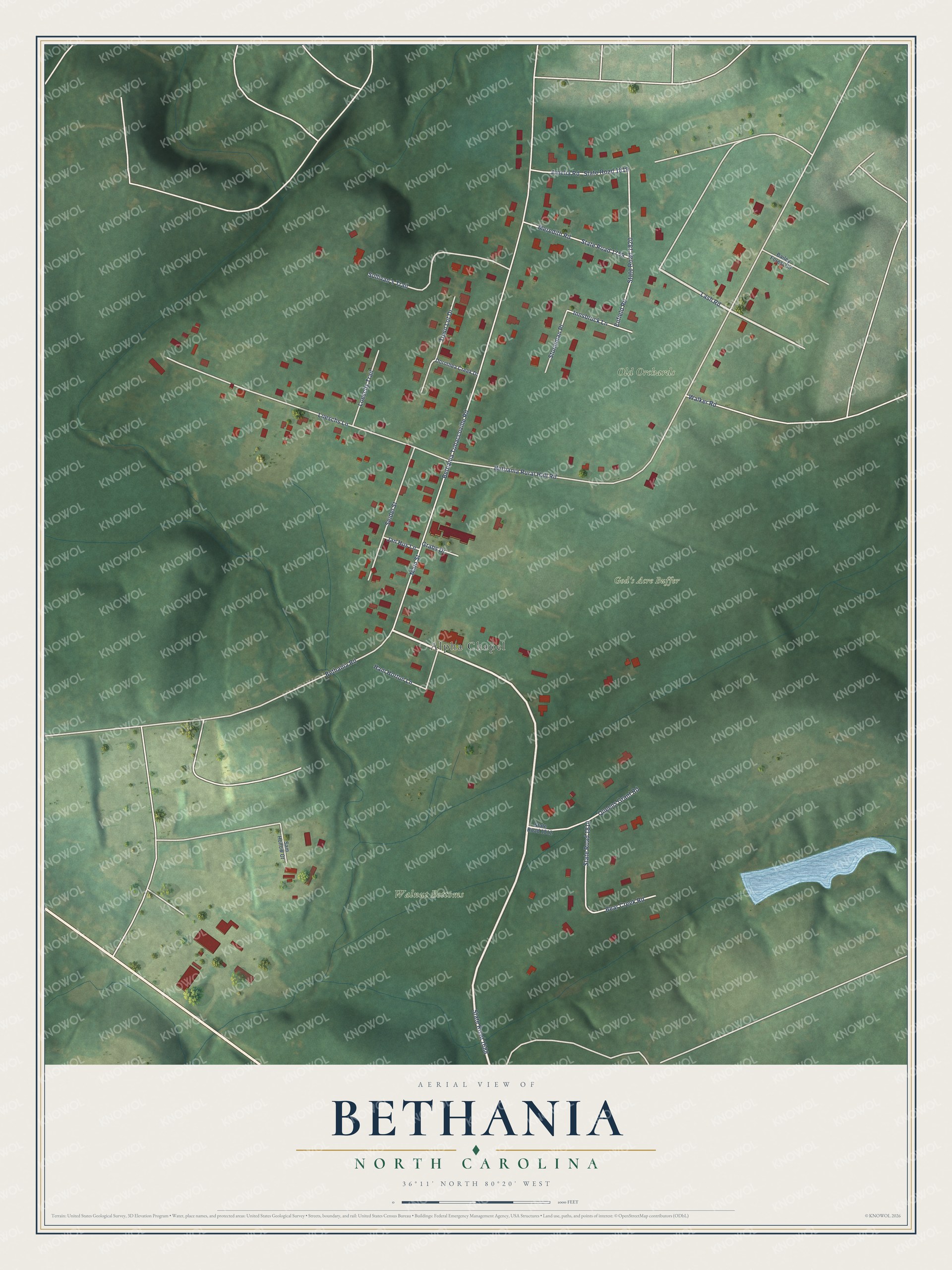 Watermarked full-map preview of Bethania, North Carolina