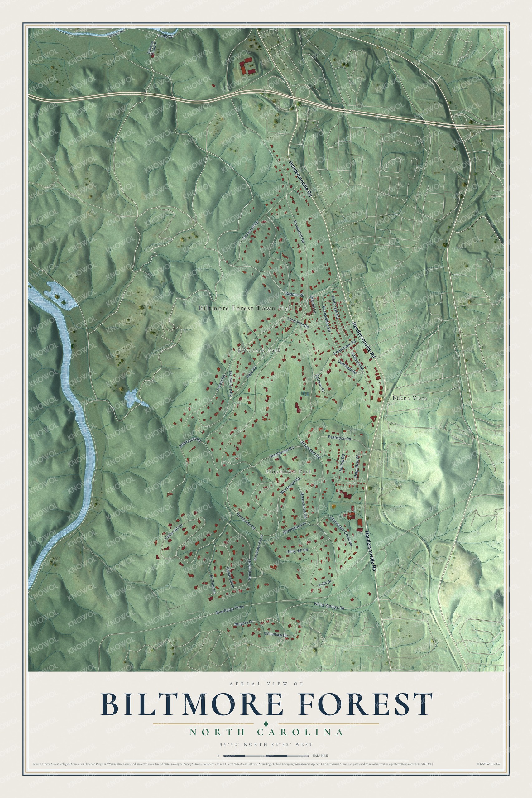 Watermarked full-map preview of Biltmore Forest, North Carolina