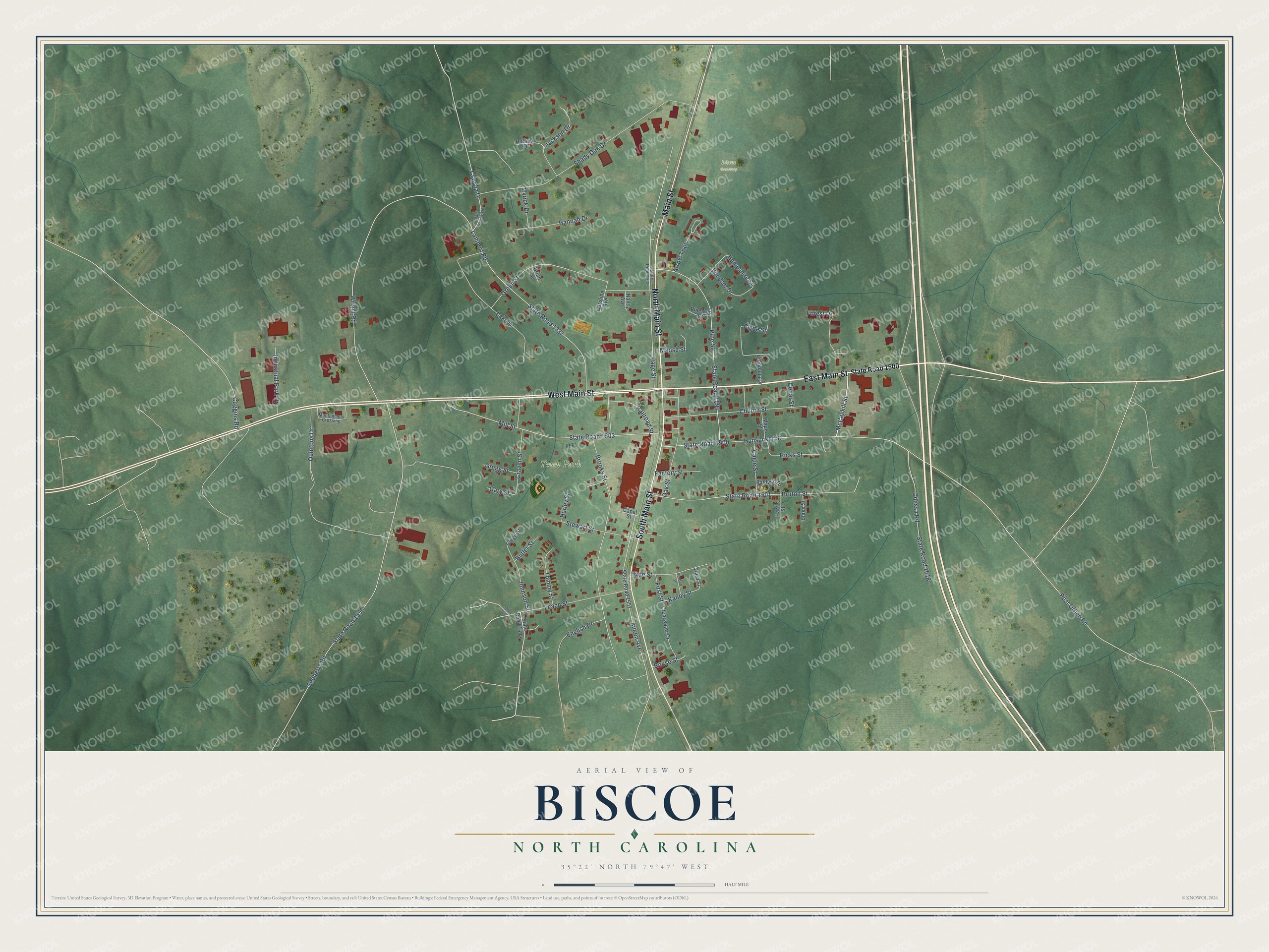 Watermarked full-map preview of Biscoe, North Carolina
