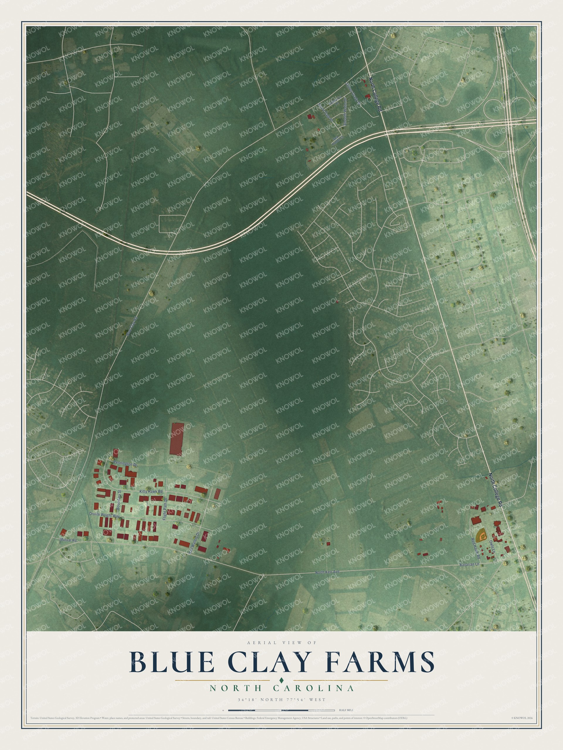 Watermarked full-map preview of Blue Clay Farms, North Carolina