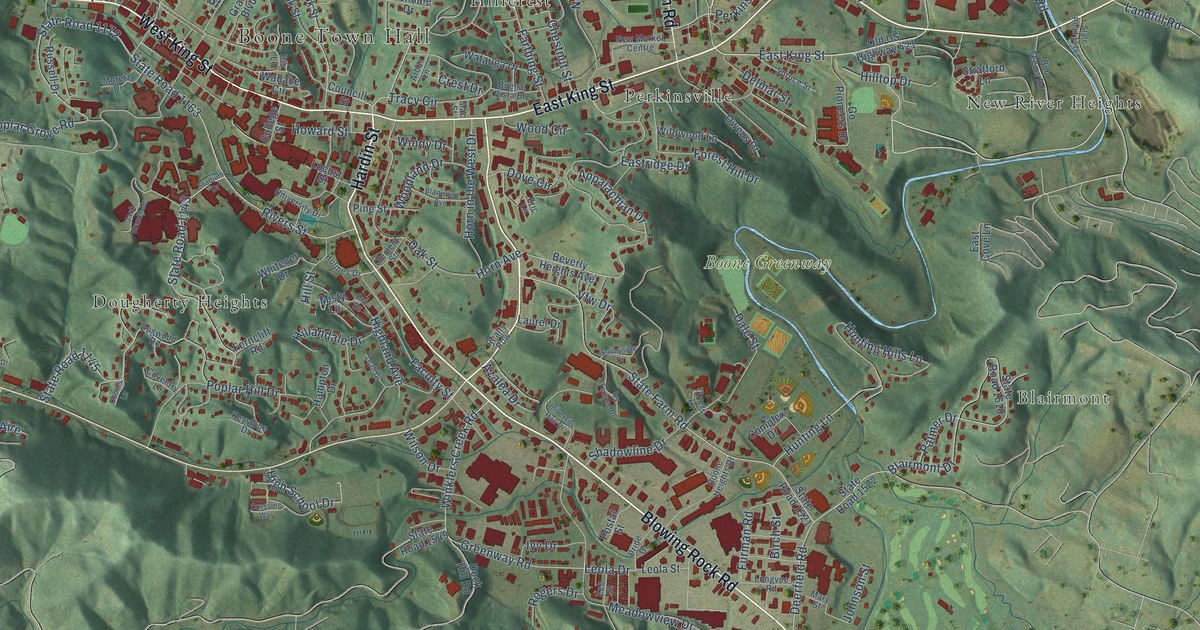 Map of Boone, North Carolina in 2026