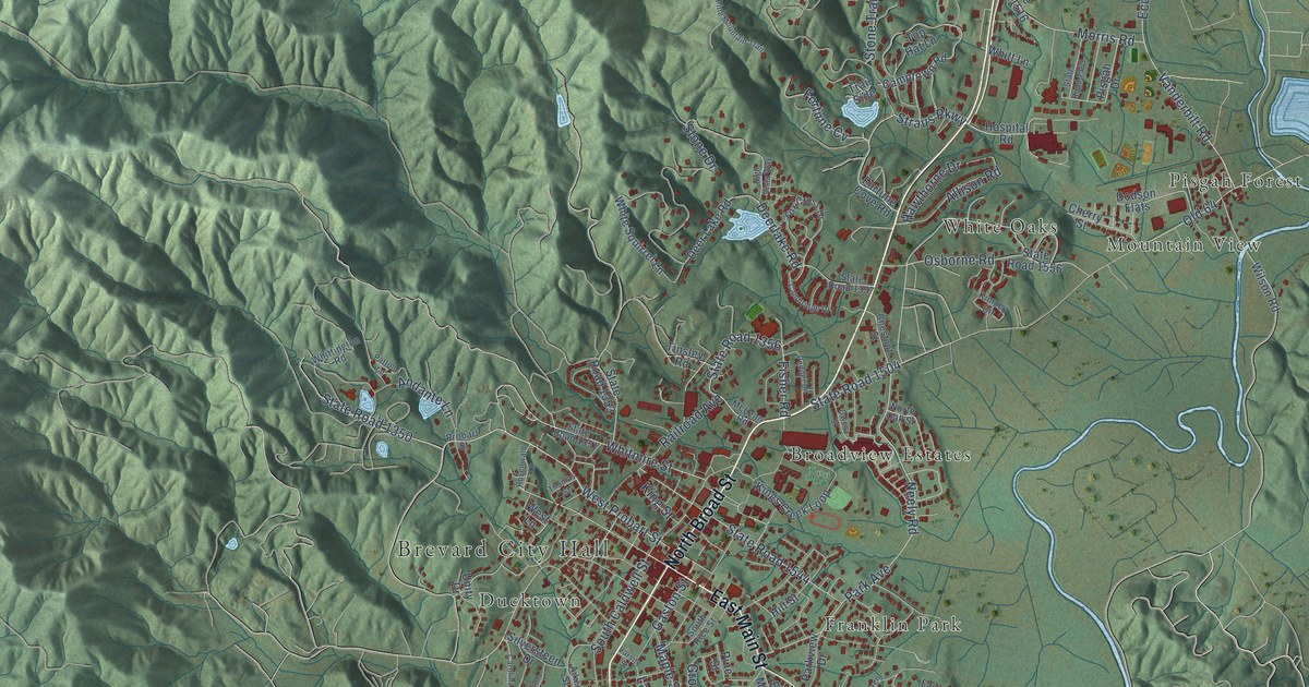 Map of Brevard, North Carolina in 2026