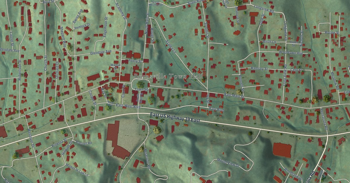 Map of Burnsville, North Carolina in 2026
