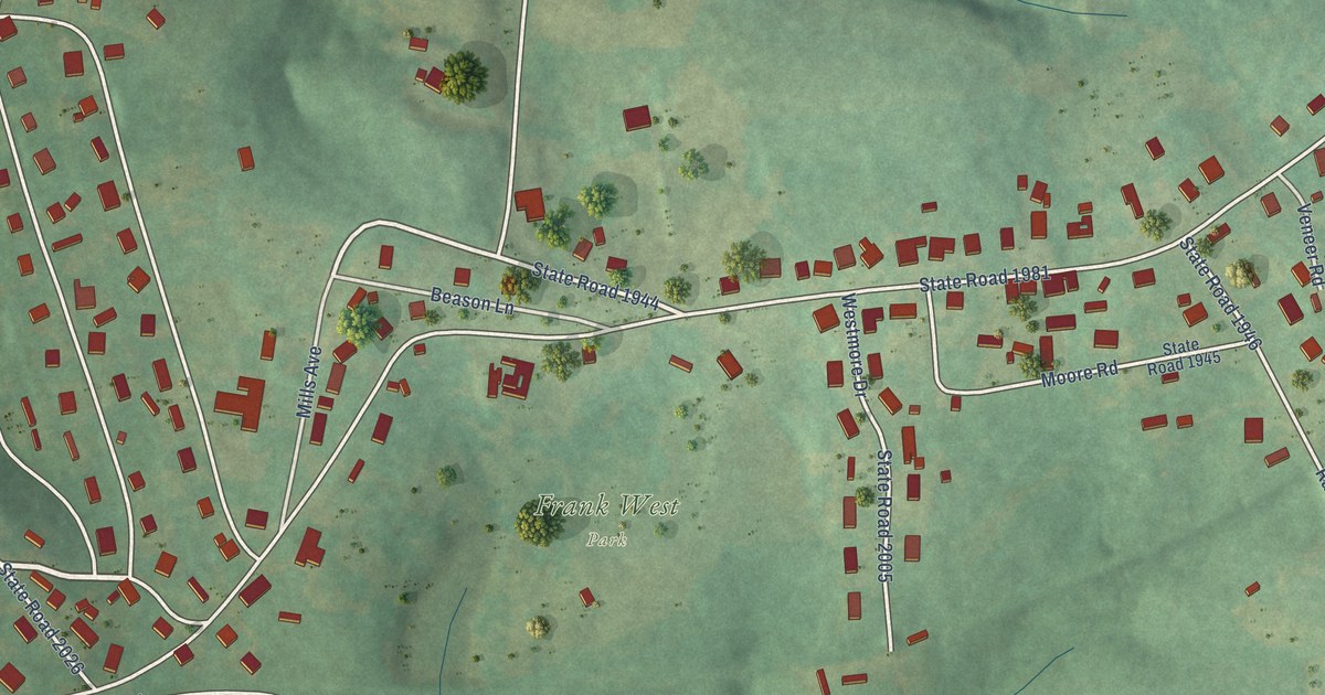 Map of Caroleen, North Carolina in 2026