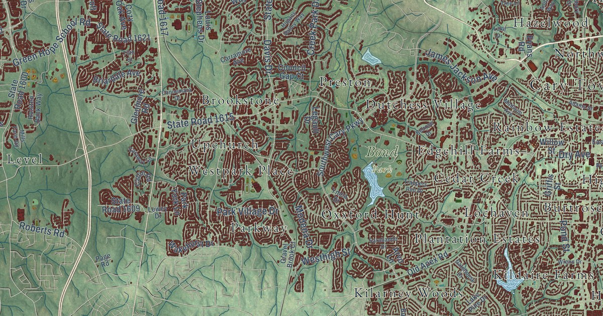 Map of Cary, North Carolina in 2026
