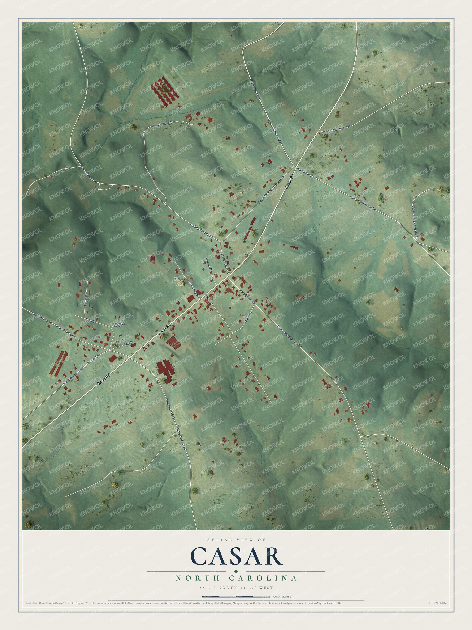 Watermarked full-map preview of Casar, North Carolina