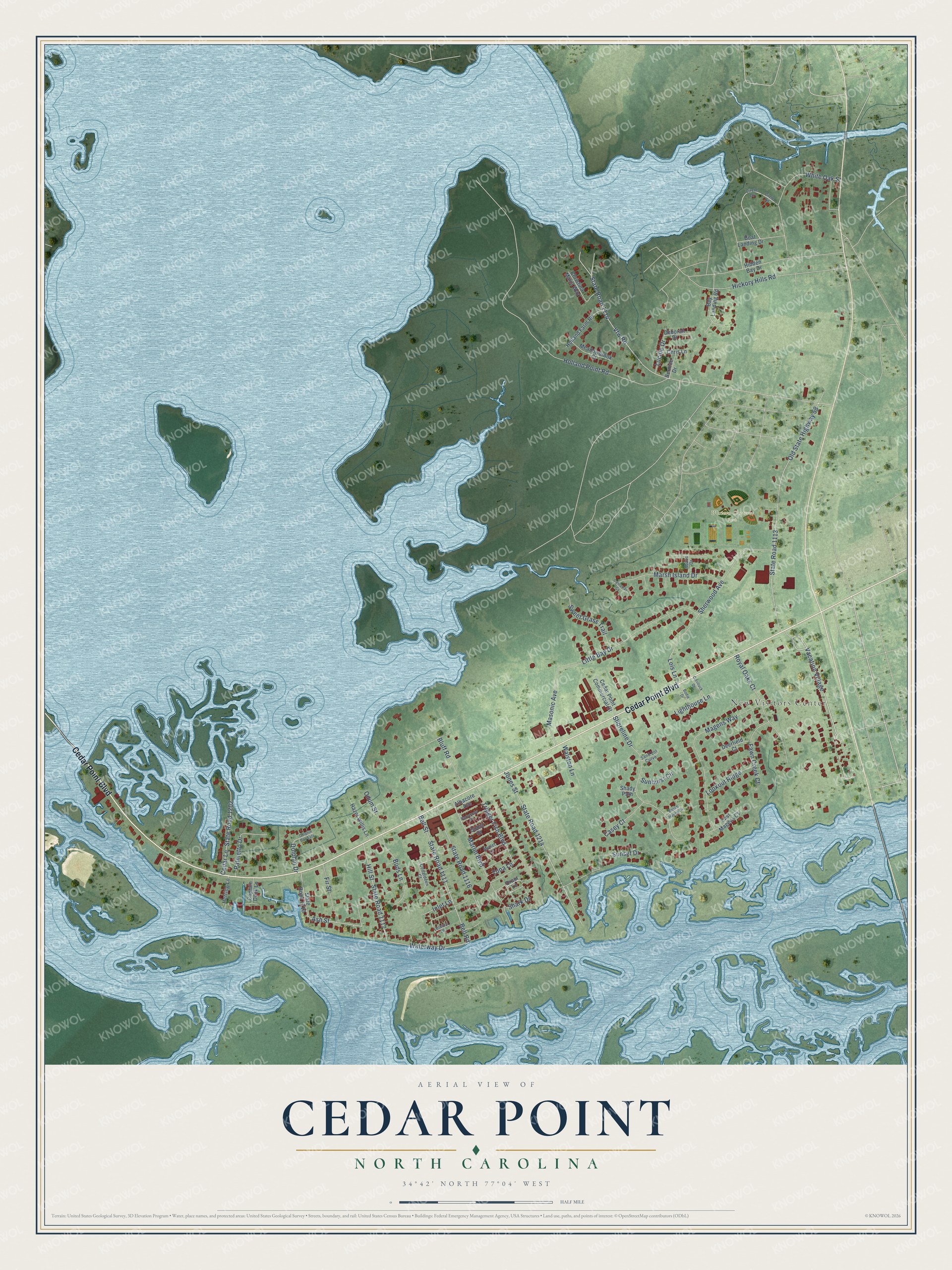 Watermarked full-map preview of Cedar Point, North Carolina